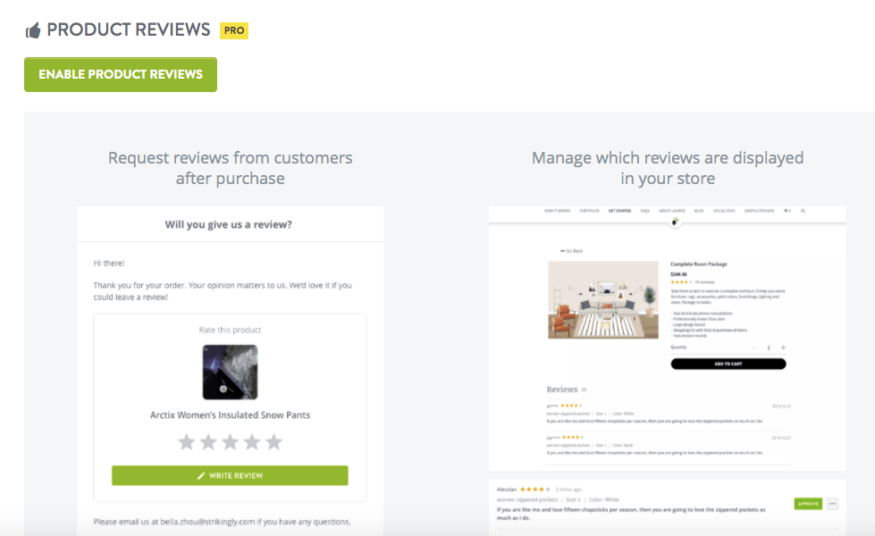 Strikingly product reviews section Strikingly product reviews section